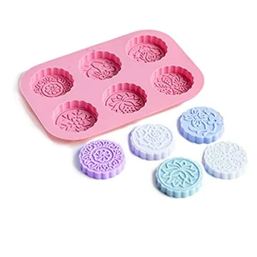 X-Haibei Round Flower Snowflake Silicone Mold for Soap and Lotion Bars