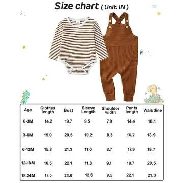 YUEMION Baby Boy Clothes 3 6 Months Newborn Infant Boy Outfits 2Pcs Stripe Top Romper Pants Set Overalls Toddler Boy Clothes(Brown, 3-6 Months)