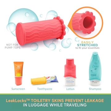 LeakLocks Toiletry Skins Leak Proof Travel Sleeves for Bottles