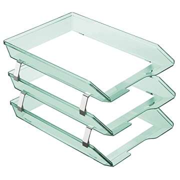 Acrimet Facility 3 Tier Letter Tray, Front Load, Letter Size/A4, Desktop File Organizer, Plastic (Clear Green Color)