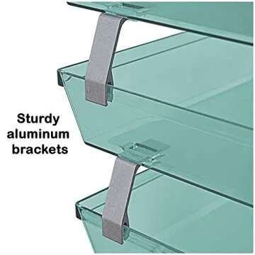 Acrimet Facility 3 Tier Letter Tray, Front Load, Letter Size/A4, Desktop File Organizer, Plastic (Clear Green Color)