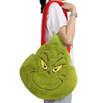 Grinch 3D Plush Tote Bag With Drop Handle