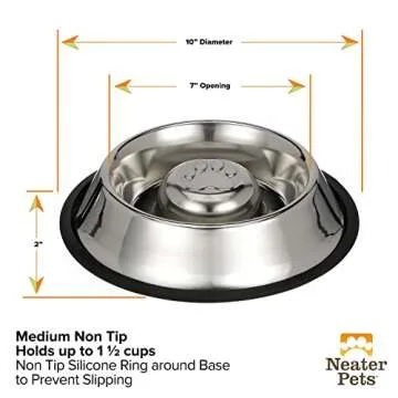Neater Pet Brands Slow Feed Bowl - Non-Slip Stainless Steel Design