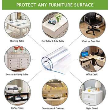 36" x 48" Clear Table Protector for Wooden Furniture