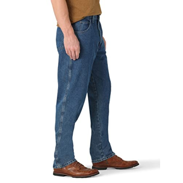 Rustler Men's Dark Stonewash Relaxed Fit Jeans 36W x 32L