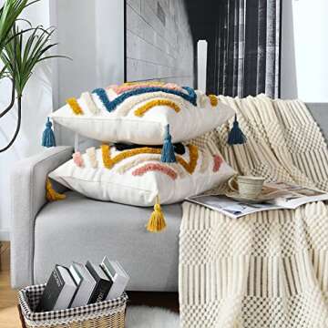 JASEN Boho Throw Pillow Covers for Stylish Home Decor