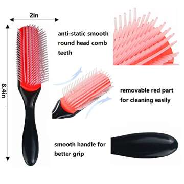 wxnzsl Detangling Brush Set for Curly Hair with Hair Spray Bottle, Paddle Hair Brush, Hair Scalp Massager Brush,9 Row Nylon Brush and Hair Clips for Straight/Long/Thick/Natural Hair