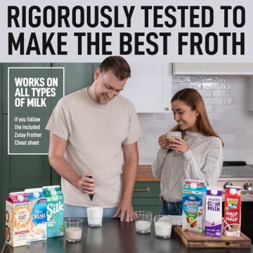 Zulay Powerful Milk Frother (4 Duracell Batteries Included) - Handheld Milk Frother Wand Drink Mixer for Coffee - Powerful Milk Foamer for Cappuccino, Frappe, Matcha & Creamer - Exec Black/Black Stand