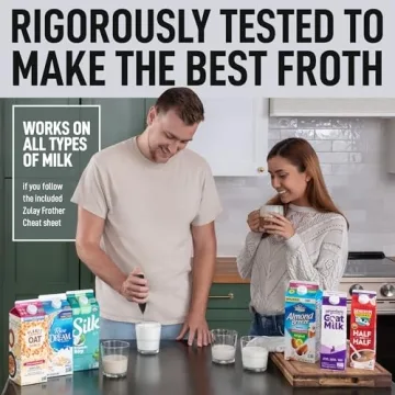 Zulay Powerful Milk Frother (4 Duracell Batteries Included) - Handheld Milk Frother Wand Drink Mixer for Coffee - Powerful Milk Foamer for Cappuccino, Frappe, Matcha & Creamer - Exec Black/Black Stand