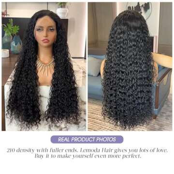 Lemoda 210% Density Full 13x6 Water Wave Lace Frontal Human Hair Wigs 30Inch Deep Wave 13x6 HD Lace Front Wigs Upgraded Larger Lace Human Hair Wigs Tiny Knots 12A