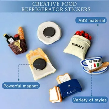 Worldity 6Pcs Food Magnets for Fun Kitchen Decor