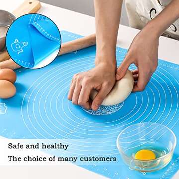 Silicone Baking Mat for Pastry Rolling Dough with Measurements,19.7" x 15.7" BPA Free Non stick and ...