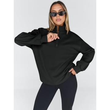 Warm Trendy Queen Womens Oversized Half Zip Sweatshirt