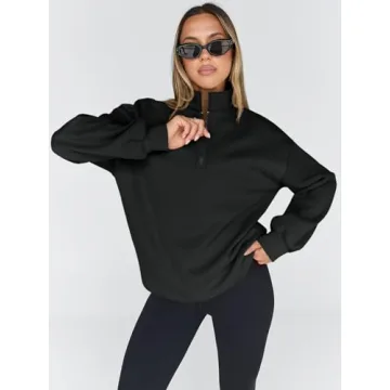 Warm Trendy Queen Womens Oversized Half Zip Sweatshirt