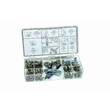 Lumax LX-4841 Gold/Silver (SAE) 1/4"-28 Taper and 1/8" P.T.F. 100 Piece Grease Fitting Assortment. D...