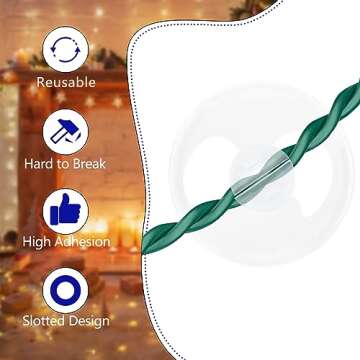 Christmas Light Suction Cups Christmas Lights String Suction Cup Holiday Light String Hooks Holders Light Caddy Window Glass Suction Cup Clips for Seasonal Lights & Xmas Decorations (100 Pcs)