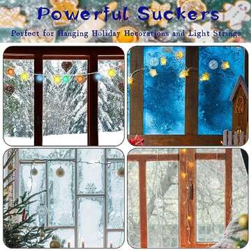 Christmas Light Suction Cups Christmas Lights String Suction Cup Holiday Light String Hooks Holders Light Caddy Window Glass Suction Cup Clips for Seasonal Lights & Xmas Decorations (100 Pcs)