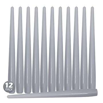 Hyoola Tall Taper Candles - 10 Inch Silver Grey Unscented Dripless Taper Candles - 8 Hour Burn Time ...