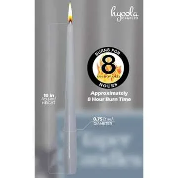 Hyoola Tall Taper Candles - 10 Inch Unscented Dripless - Pack of 12
