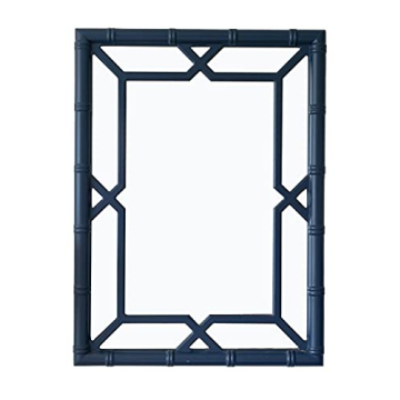 SORBARIA Bamboo-Look Solid Wood Window Pane Mirror 23" X 31" - Blue