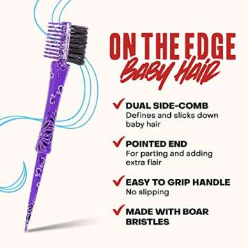 On The Edge Baby Hair – Gentle Hair Brush Styling Tool, Double Sided Hair Edge Brush, Baby Hair Br...