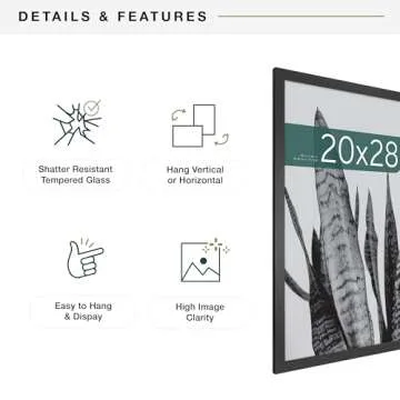 MCS Studio Gallery 20x28 Poster Frame Natural Woodgrain, Vertical & Horizontal Wall Hanging Large Picture Frame for Photos, Posters & Art Prints (2-Pack)