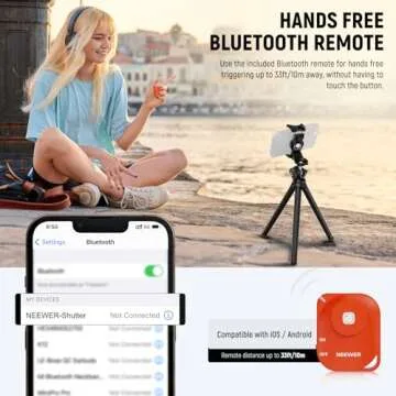 NEEWER Flexible Tripod with Remote, Mini Camera Phone Tripod Stand Vlog Selfie Stick with Phone Holder & Action Camera Adapter Compatible with GoPro Insta360 iPhone Samsung, Digital Camera, TP34