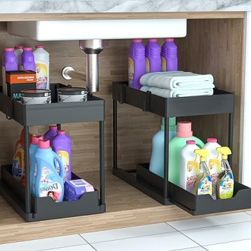 DEKAVA Under Sink Organizer 2 Pack for Bathroom