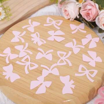 Pink Bow Confetti - Coquette Party Decorations Girly First Birthday,Pink Bow Baby Shower Party Decor,She's Tying The Knot, Pink Girl Bow 1st Birthday Cake Smash
