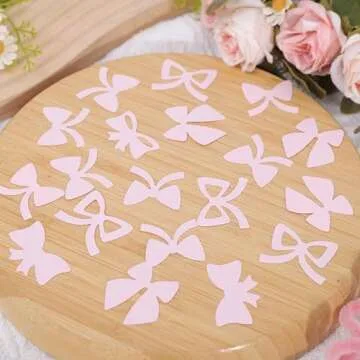 Pink Bow Confetti - Coquette Party Decorations Girly First Birthday,Pink Bow Baby Shower Party Decor,She's Tying The Knot, Pink Girl Bow 1st Birthday Cake Smash