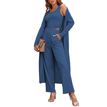 Stylish Ekouaer Women's 3 Piece Knit Lounge Set - Comfort Meets Elegance