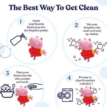 SoapSox Kids Bath Sponge 2pcs (Peppa Pig and George Pig), Soft Washcloth Toy for Fun and Easy Bath Time with Built-in Finger and Soap Pockets, Machine Washable& Dryer Safe, Polyester Terry Cloth