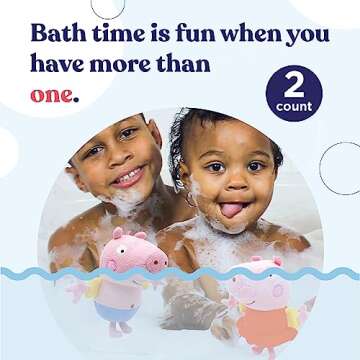 SoapSox Kids Bath Sponge 2pcs (Peppa Pig and George Pig), Soft Washcloth Toy for Fun and Easy Bath Time with Built-in Finger and Soap Pockets, Machine Washable& Dryer Safe, Polyester Terry Cloth
