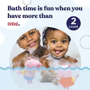 SoapSox Kids Bath Sponge 2pcs (Peppa Pig and George Pig), Soft Washcloth Toy for Fun and Easy Bath Time with Built-in Finger and Soap Pockets, Machine Washable& Dryer Safe, Polyester Terry Cloth