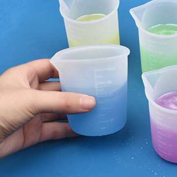 OBSEDE 100 ml Silicone Measuring Cups for Resin Jewelry Making Non-Stick Mixing Soft Scale Cups Small Capacity Tools, Precise Scale, 10 PCS