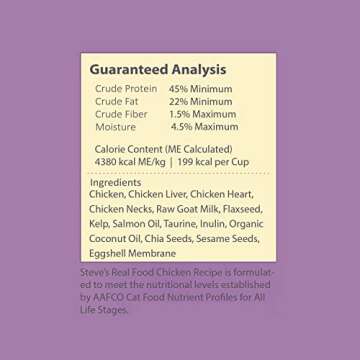 Steve's Real Food Quest Super Premium Freeze Dried Raw Cat Food, Chicken Recipe, 10oz, Prey Model Diet, Free Range, Antibiotic Free, Sustainably Sourced and Made in The USA