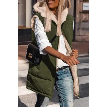 PRETTYGARDEN Womens Fall Reversible Fleece Vest Zip Hoodie