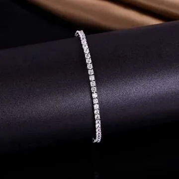 Gemsme 18K White Gold Plated 3.0mm Cubic Zirconia Classic Tennis Bracelet 6.0 Inch
