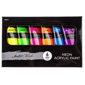TheCraftyCrocodile Neon Acrylic Paint Set - 6 Vibrant Tubes for Art & Crafts
