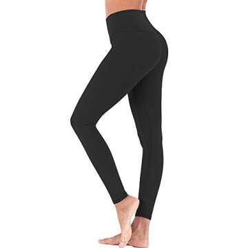 ECHOINE Womens Yoga Legging - Buttery Soft Tummy Control High Waist Workout Pants Sports Tights Legging Black
