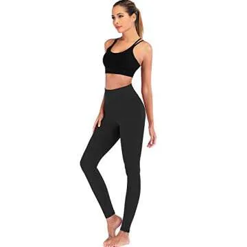 ECHOINE Womens Yoga Legging - Buttery Soft Tummy Control High Waist Workout Pants Sports Tights Legging Black