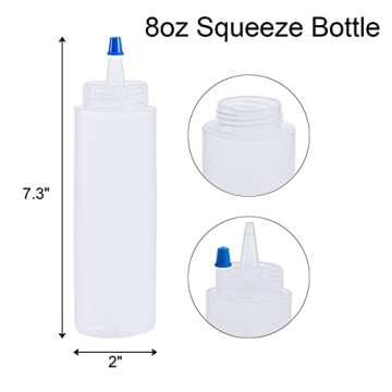 Fasmov 20 Pack 8-ounce Plastic Condiment Squeeze Squirt Bottles, Plastic Squeeze Bottles with Blue Tip Cap for Ketchup, Sauces, Salad Dressings, Crafts and More