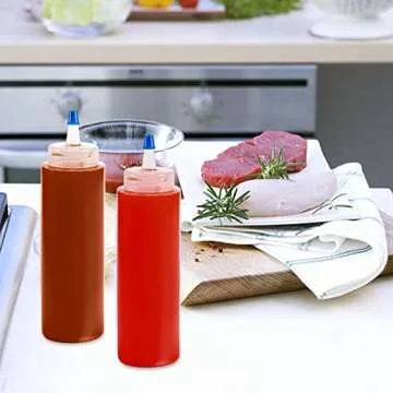 Fasmov 20 Pack 8-ounce Plastic Condiment Squeeze Squirt Bottles, Plastic Squeeze Bottles with Blue Tip Cap for Ketchup, Sauces, Salad Dressings, Crafts and More