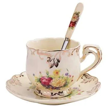 Elegant Foraineam Floral Tea Cup and Saucer Set for Gifts