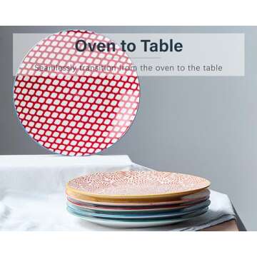 ONEMORE Colorful Dinner Plates Set of 6 - Durable & Safe