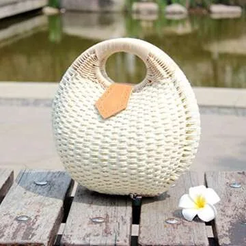 Stylish FENICAL Rattan Shell Handbag for Women - Trendy Design