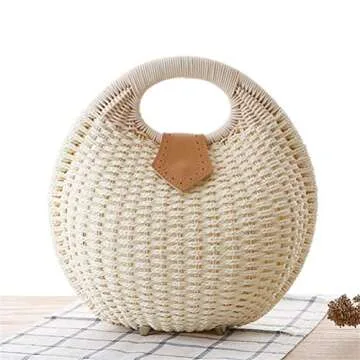 Stylish FENICAL Rattan Shell Handbag for Women - Trendy Design