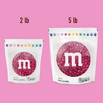 M&M’S Dark Pink Milk Chocolate Candy - 2lbs of Chocolate Candy Bulk in a Resealable Pack, For Valentine's Day, Birthday Party Favors, Weddings, Graduation and More