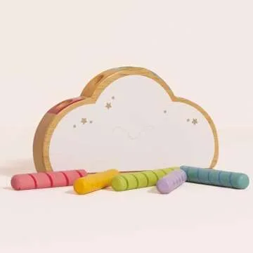 Le Toy Van - Wooden Baby Sensory Petilou Rainbow Cloud Pop Press and Release Toy | Educational Baby Sensory Montessori Toddler Learning Toy - Suitable for 18+ Months