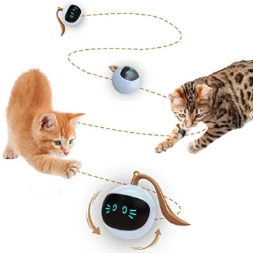 SIMENA Interactive Cat Toy, Ball Toy, Automatic Cat Toy, Self-Rolling Cat Toy, Self-Rotating Pet Exercise Ball, USB Rechargeable Cat Toy, Kitten Toy
